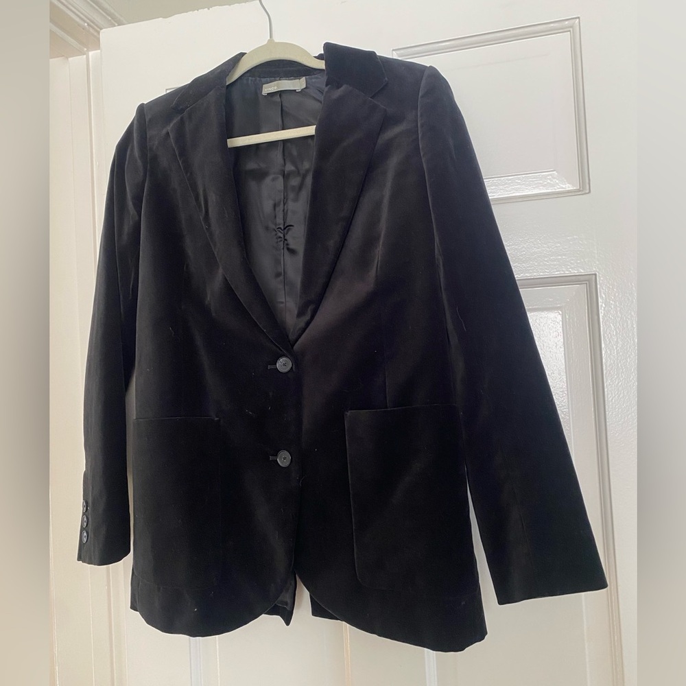 Vince. Black Velvet Straight Blazer